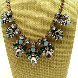 Rhinestone Multi-Color Gold-tone Statement Necklace